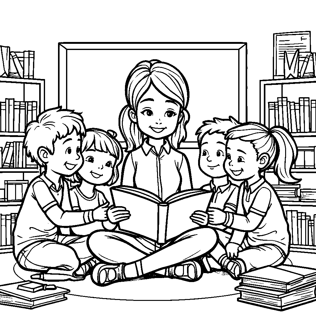 Teacher Reading a Book to Students