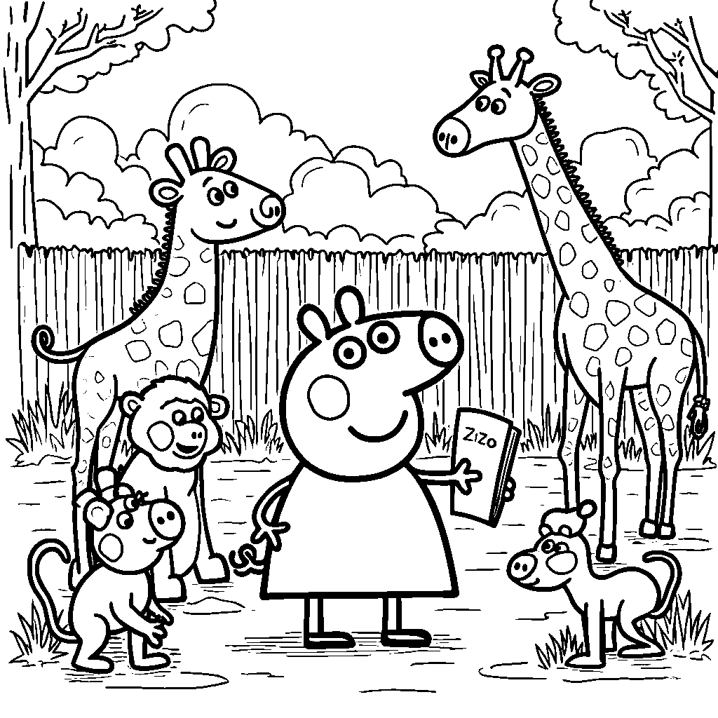 Peppa Pig at the zoo seeing her favorite animals