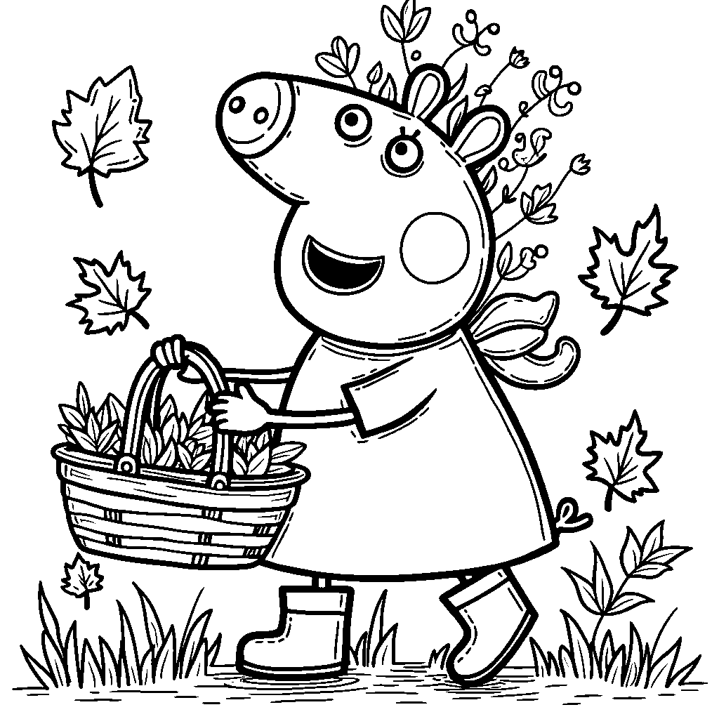 Peppa Pig going on a nature walk and collecting leaves