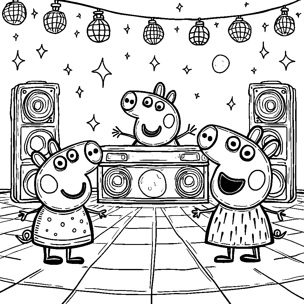 Peppa Pig having a dance party with her friends