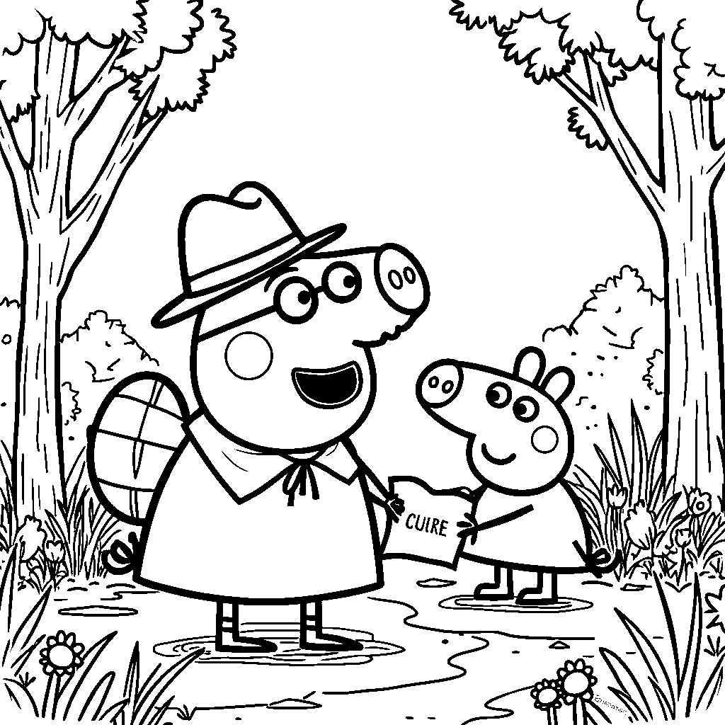 Peppa Pig on a treasure hunt in the park