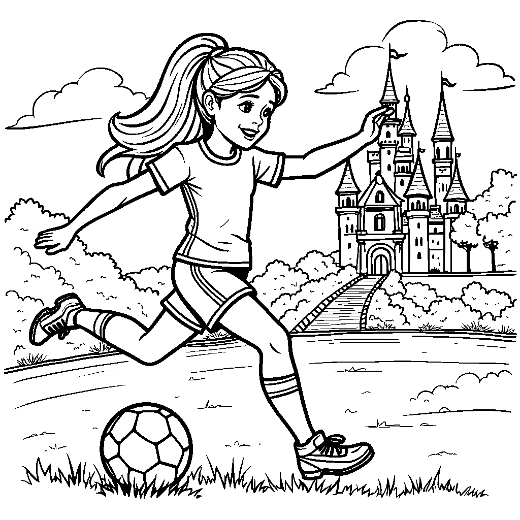 Princess playing soccer