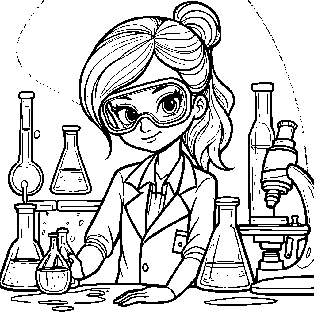 Princess wearing a scientist lab coat and goggles