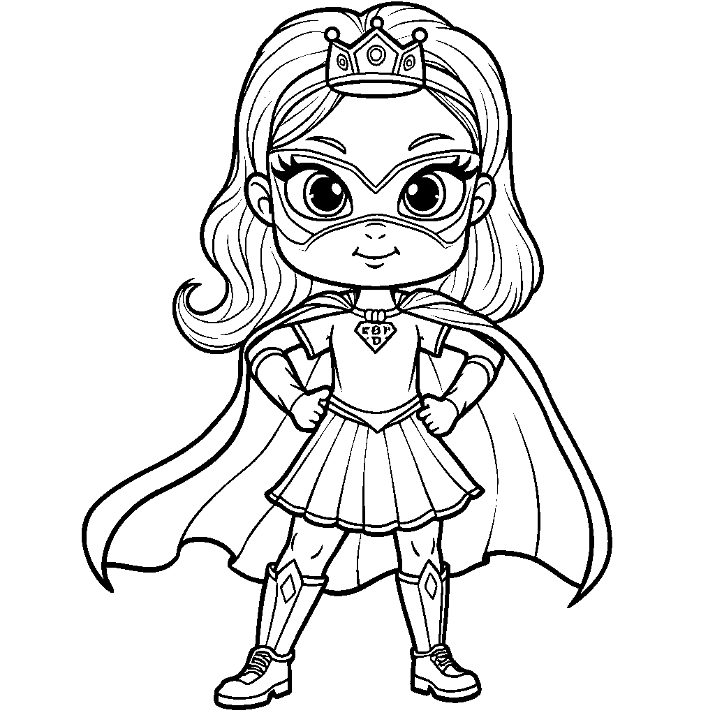 Princess wearing a superhero cape and mask