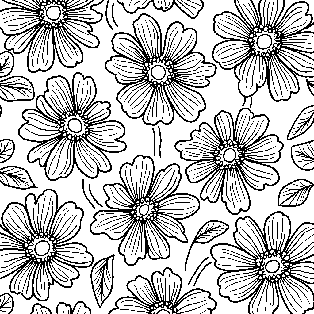 Floral pattern with repeating shapes and colors