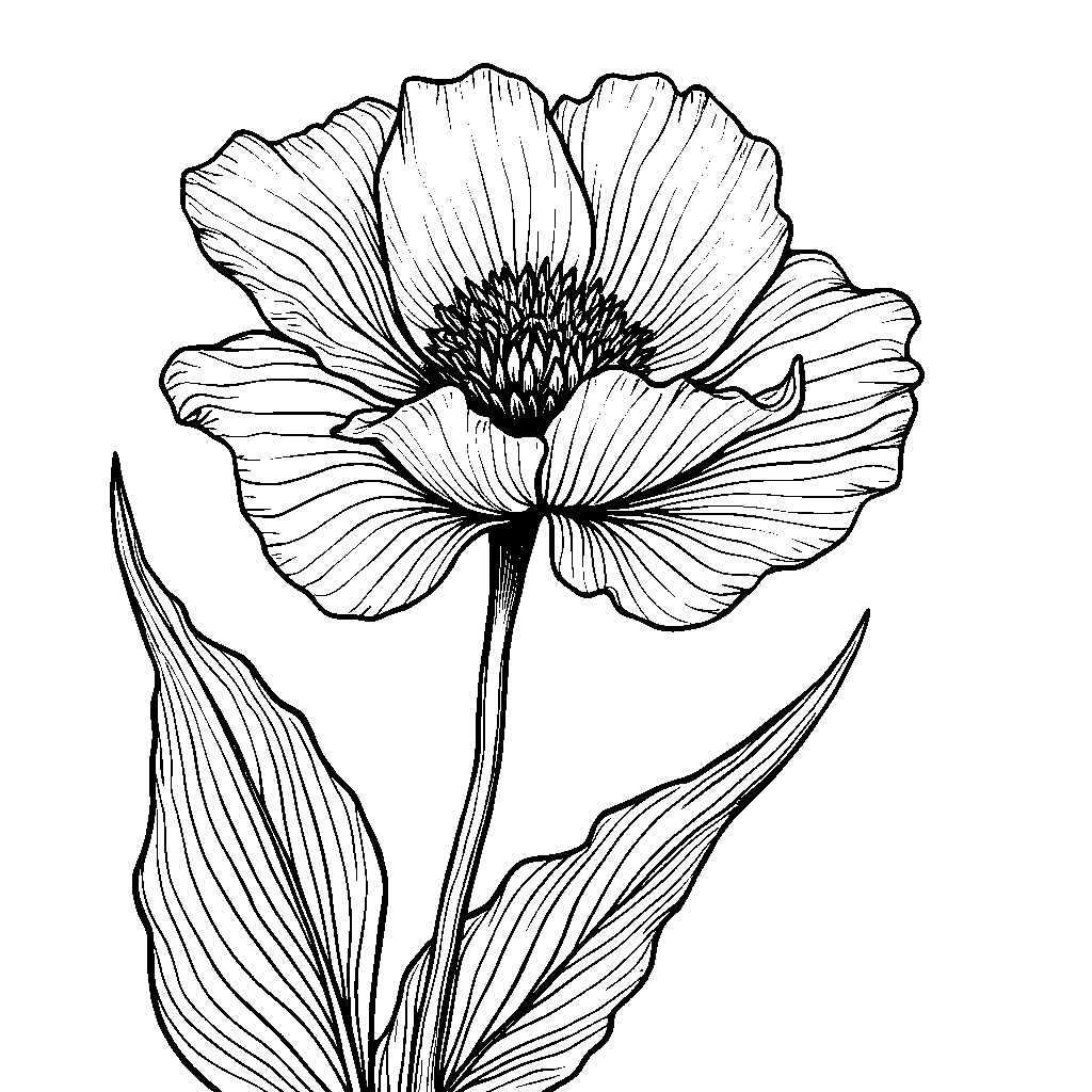 Simple flower with delicate, hand-drawn lines and soft colors