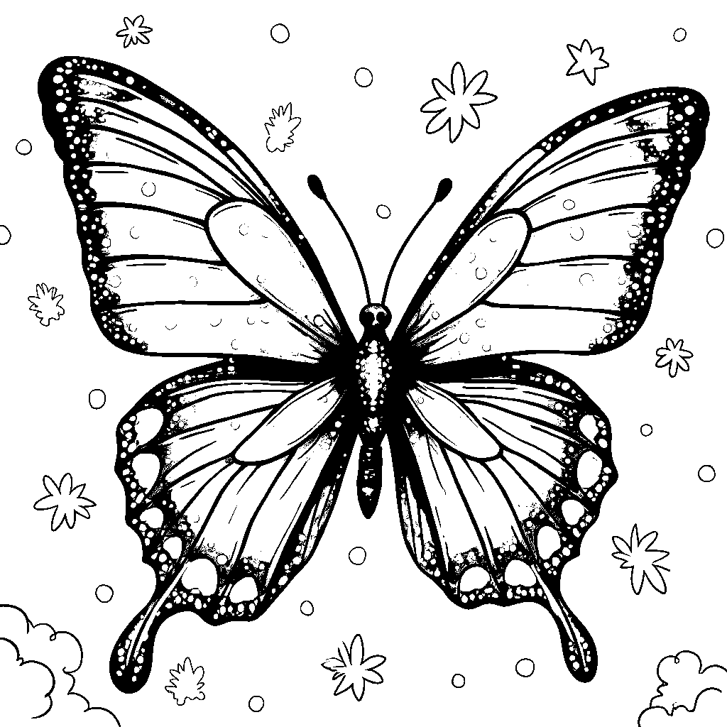 Rainbow-colored butterfly with sparkly wings