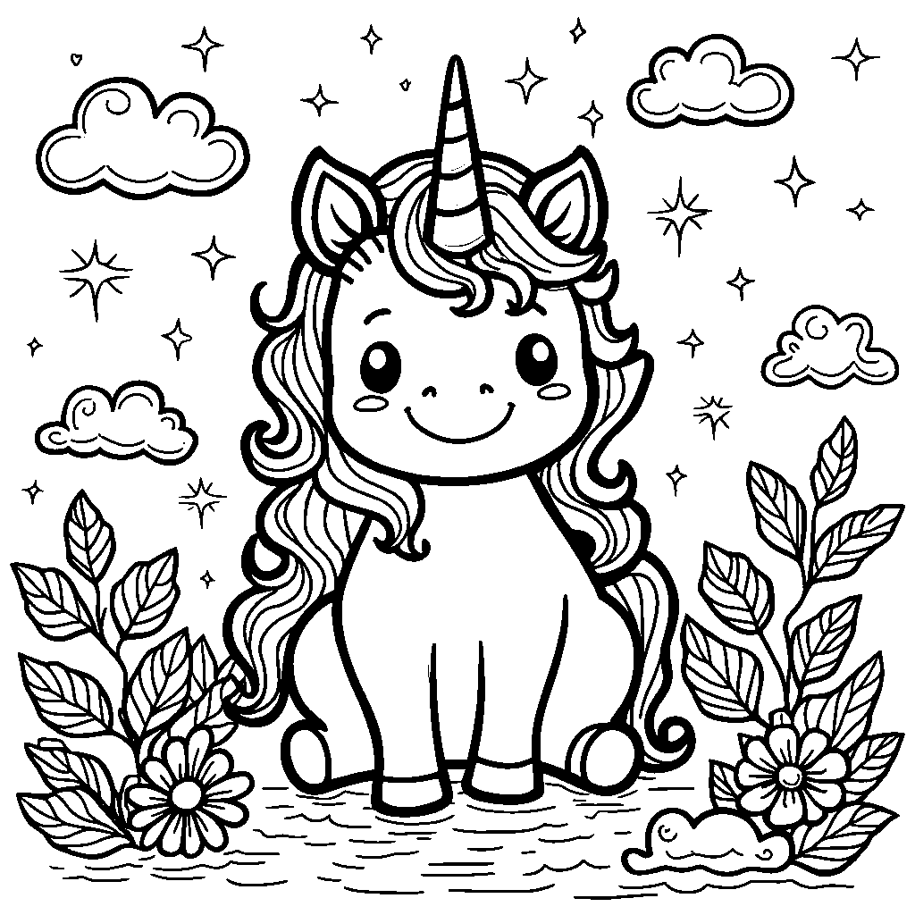 Rainbow-colored unicorn with a smiley face