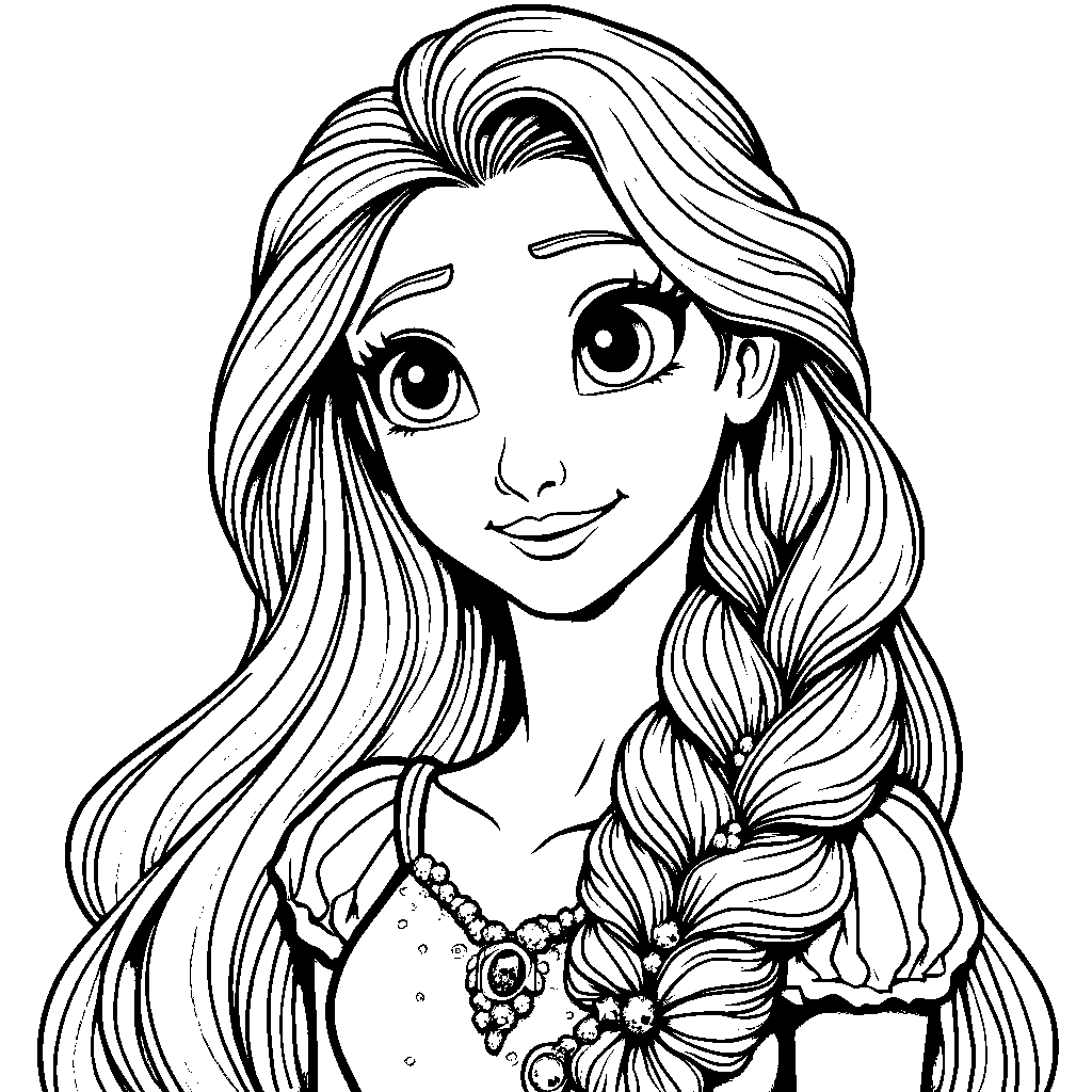 Rapunzel's hair styled in a beautiful updo