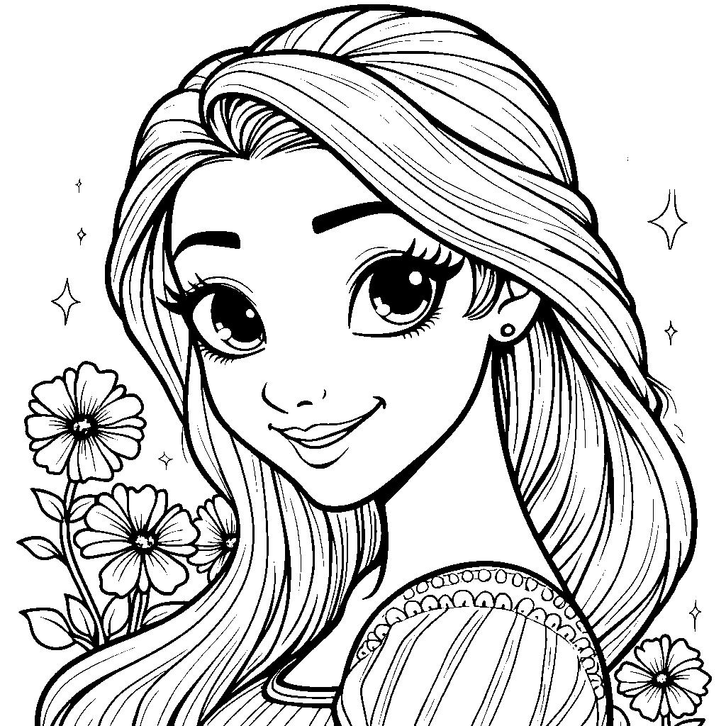 Rapunzel's hair styled in a fun bun