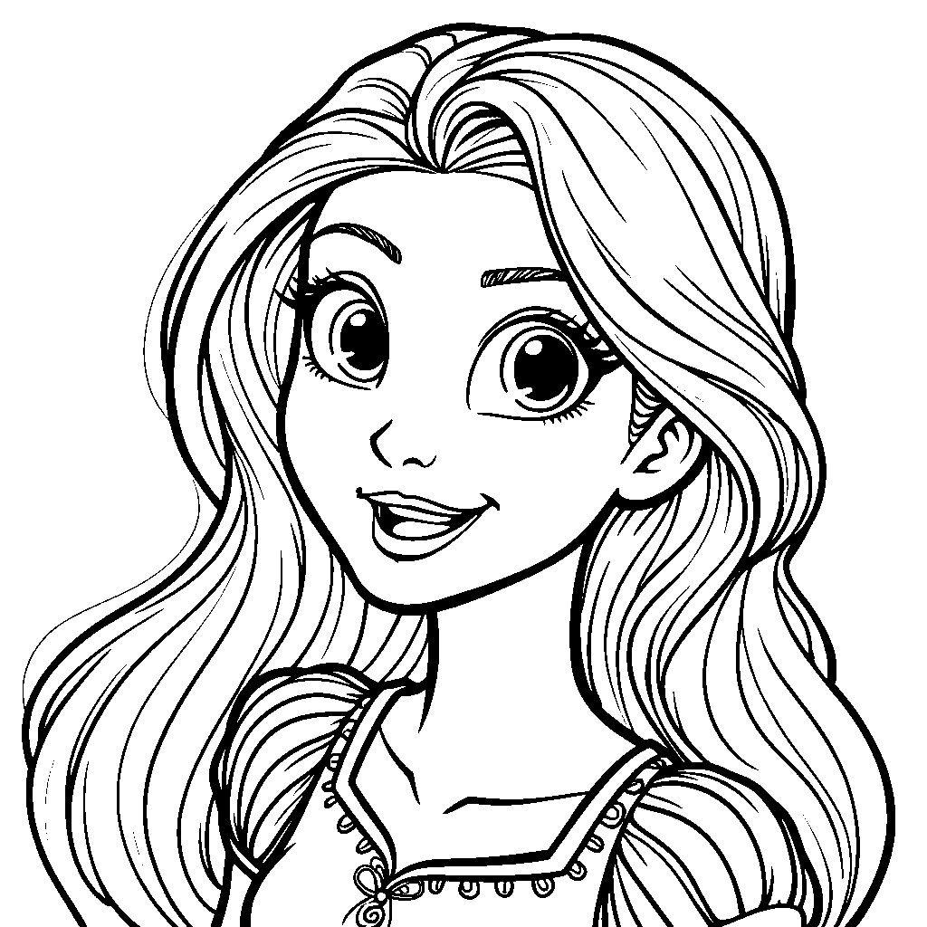 Rapunzel's hair styled in a fun ponytail