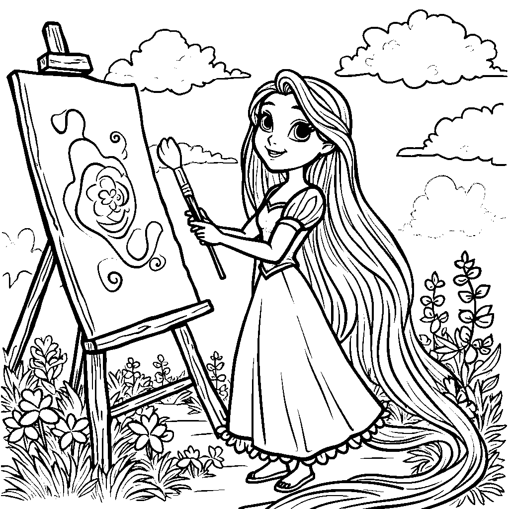 Rapunzel's paintbrush and colorful palette