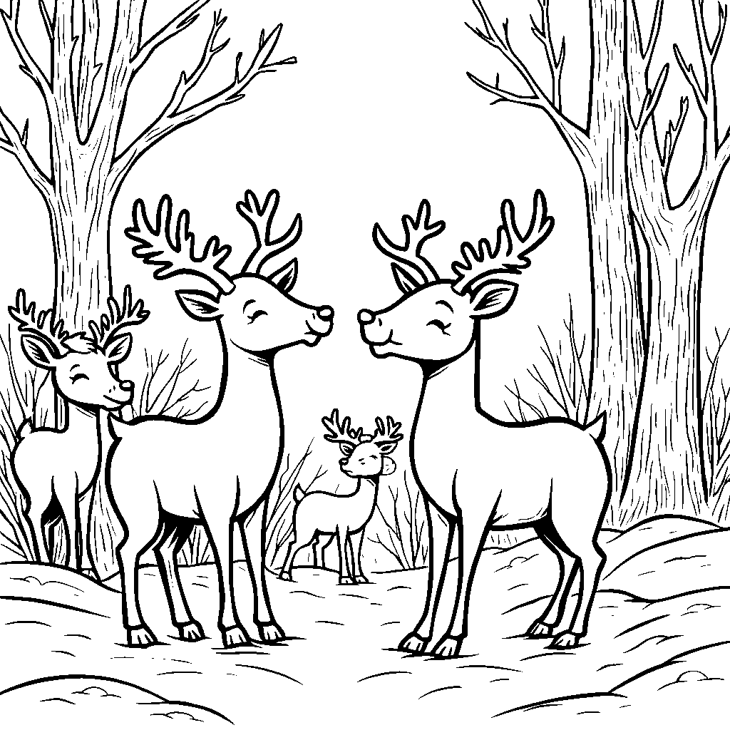 Reindeer playing a game of hide-the-reindeer with some friends