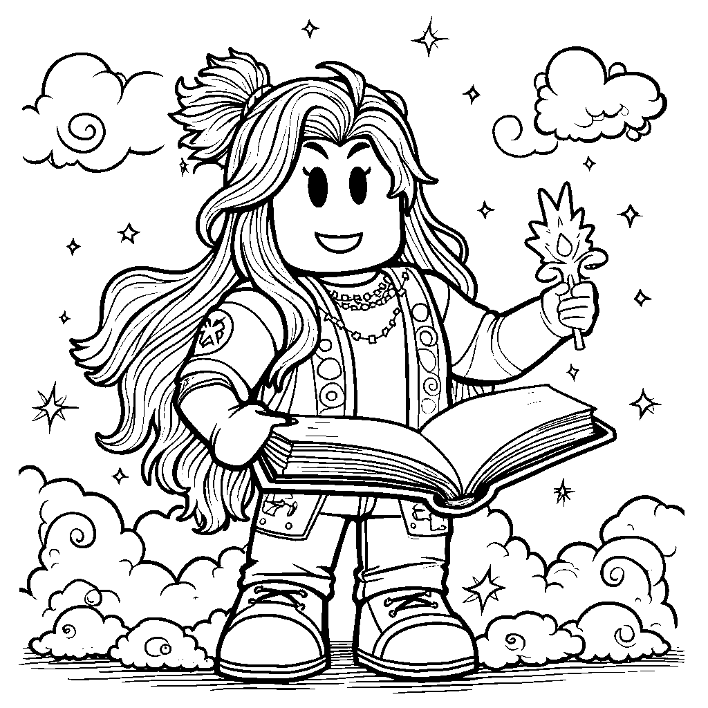 A Roblox Character Holding a Book with a Magic Bookmark