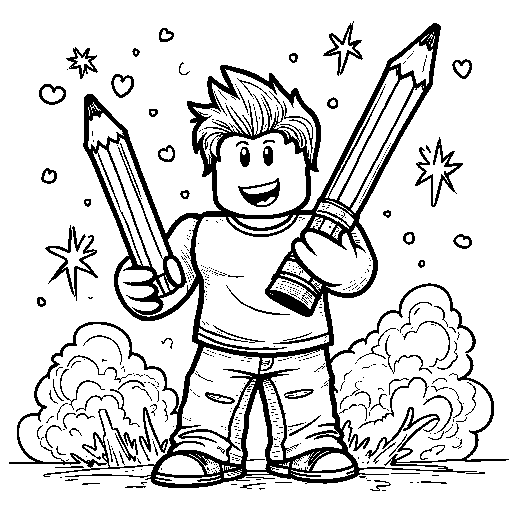 A Roblox Game Character with a Giant Pencil Sharpener