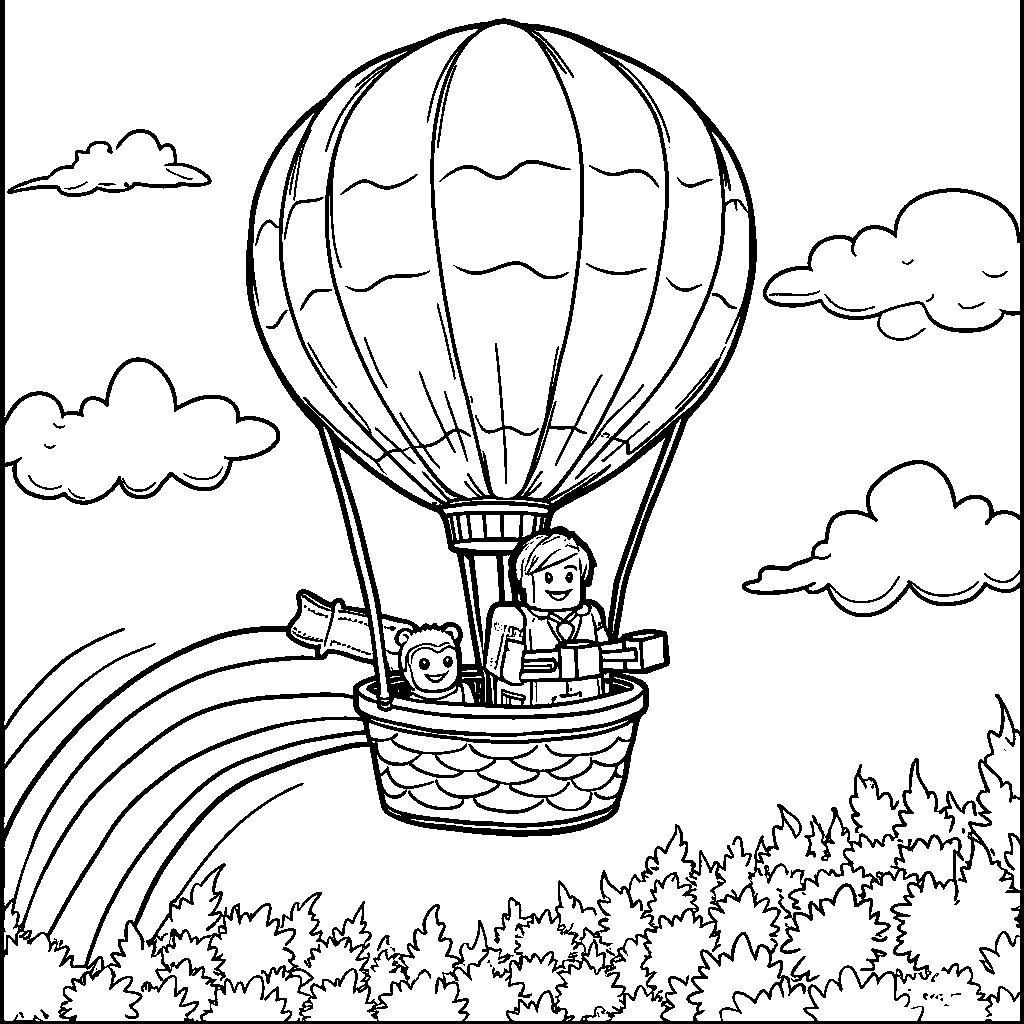 Roblox Character in a Hot Air Balloon with a Rainbow Trail