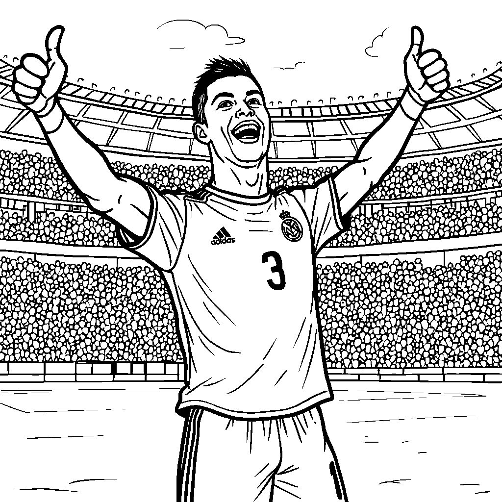 Ronaldo giving a thumbs up to the crowd