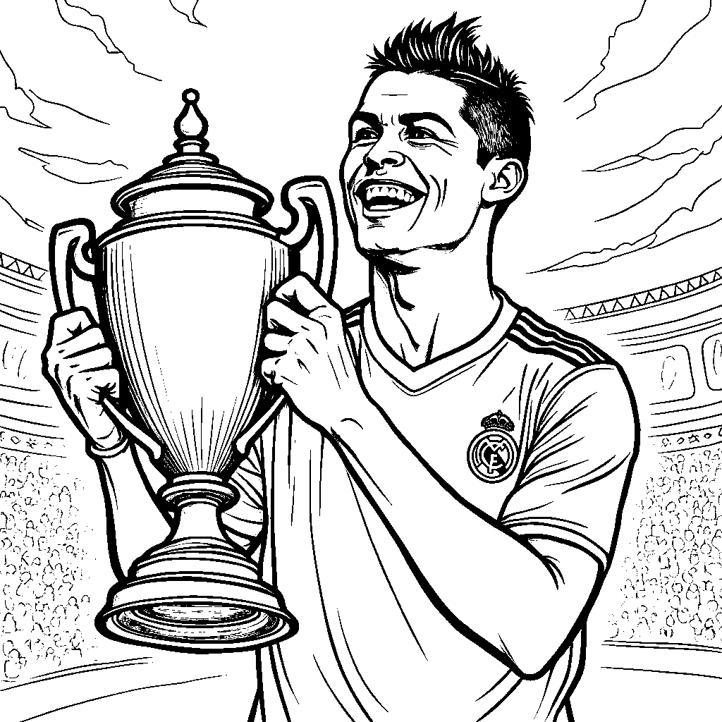 Ronaldo holding a trophy and smiling