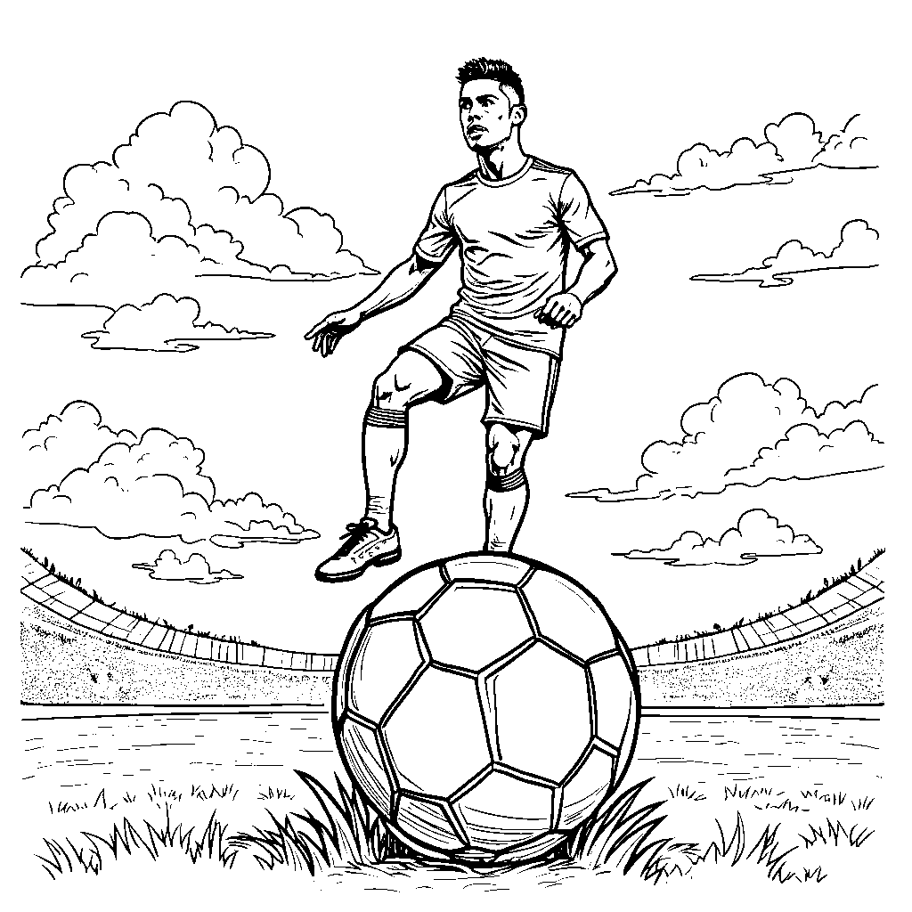 Ronaldo standing on top of a giant soccer ball