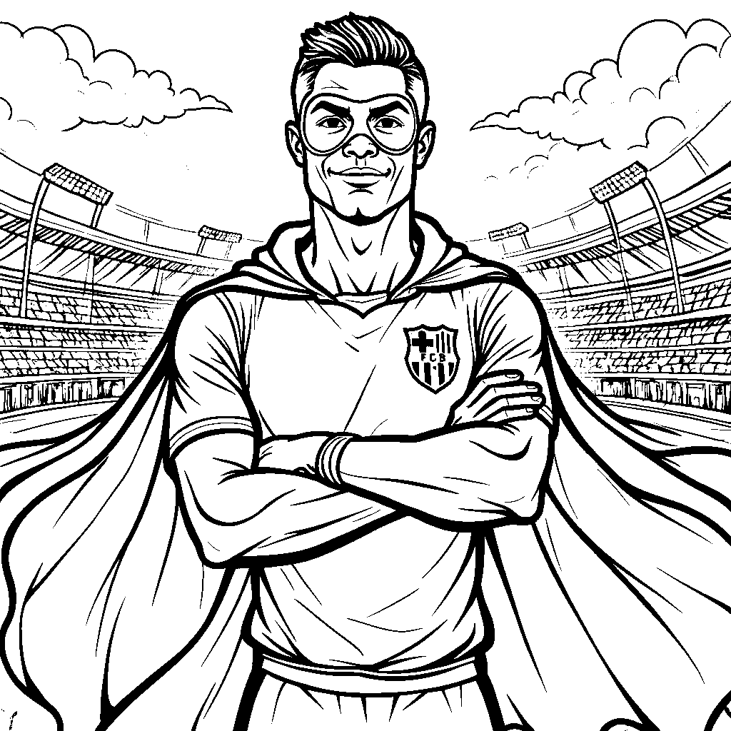 Ronaldo wearing a cape and a superhero mask