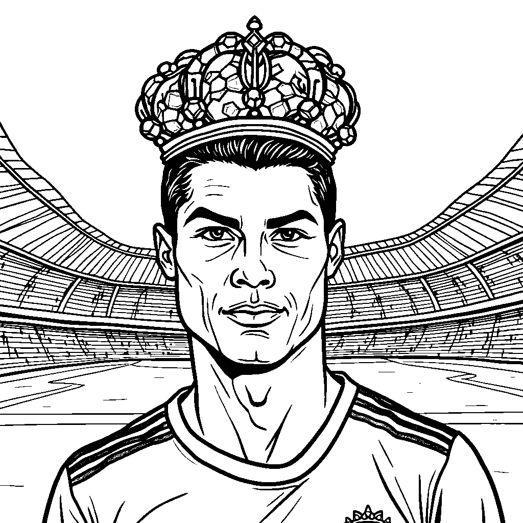 Ronaldo wearing a crown made of soccer balls