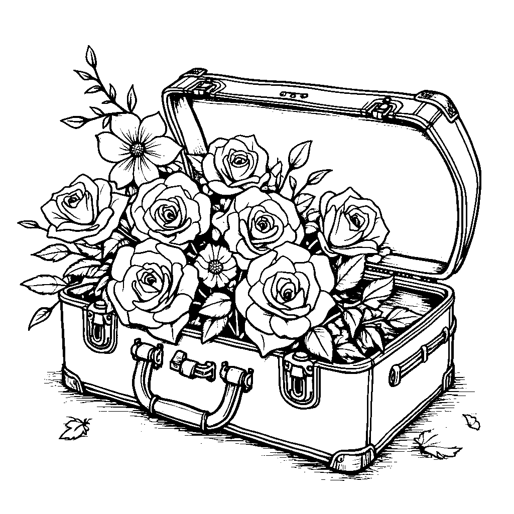 A bouquet of roses in a musical instrument case