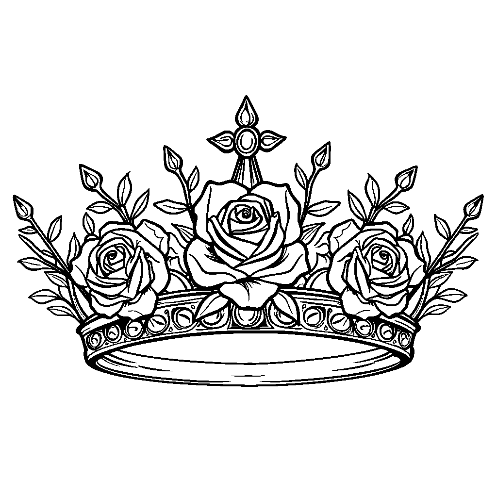 A rose-adorned crown or tiara with jewels and sparkles