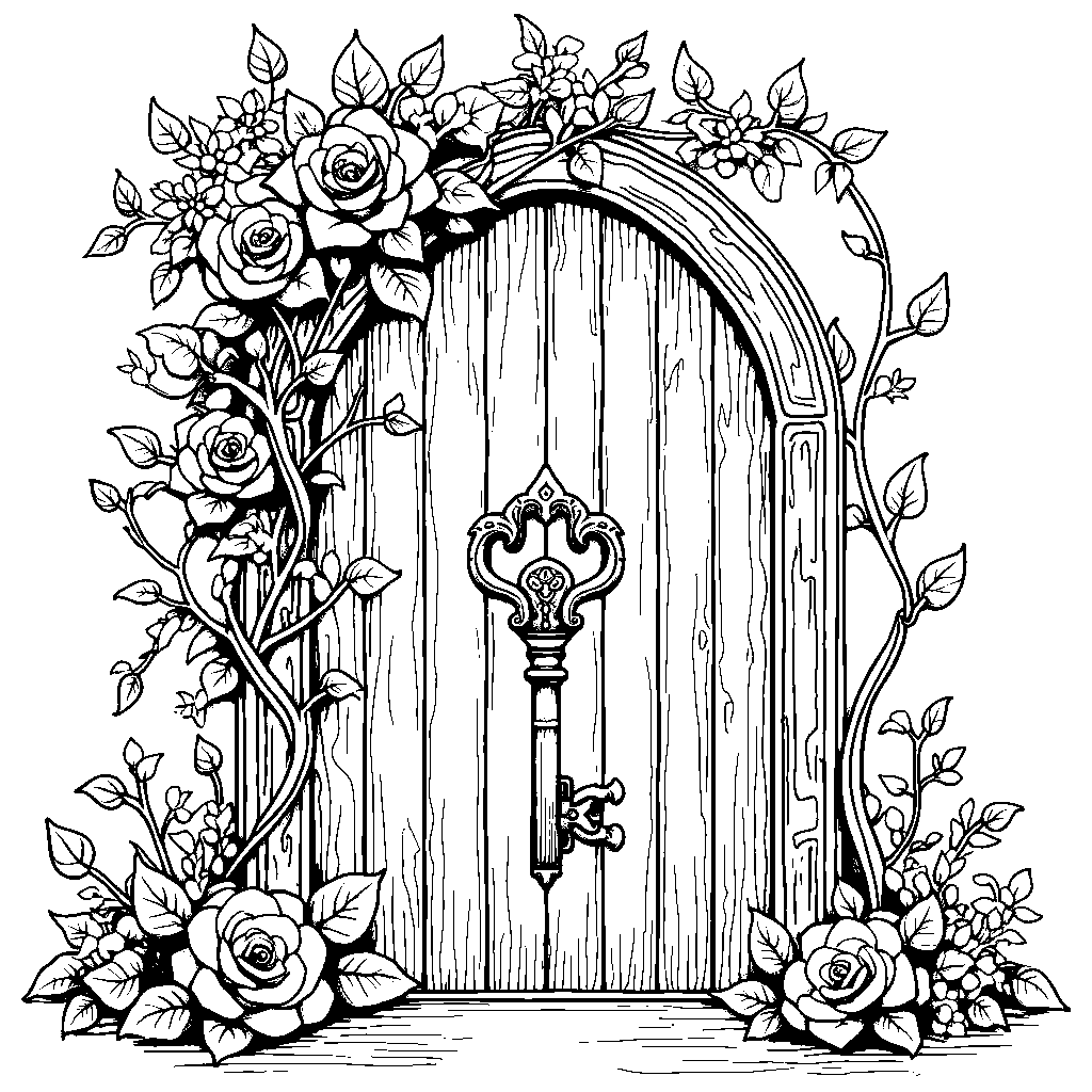 A rose-shaped key unlocking a secret door