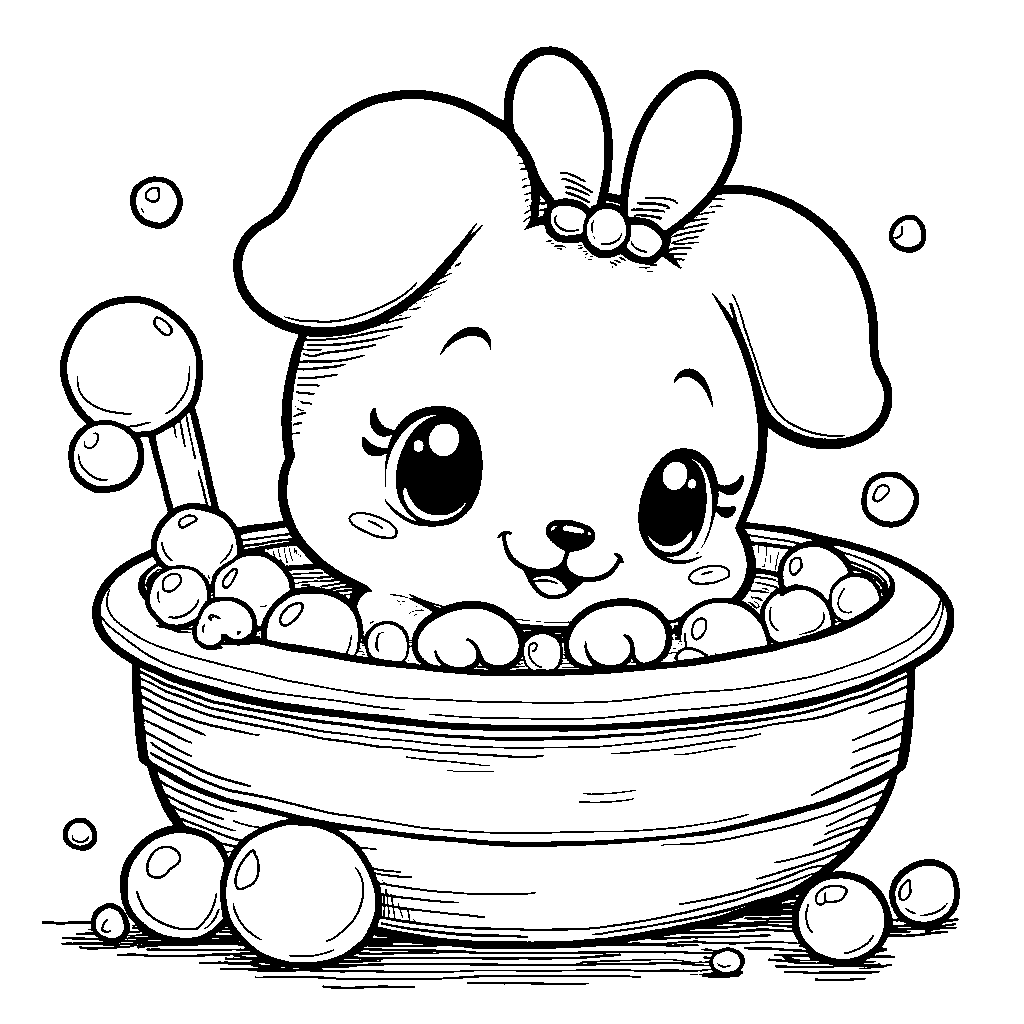 Cinnamoroll having a bubble bath