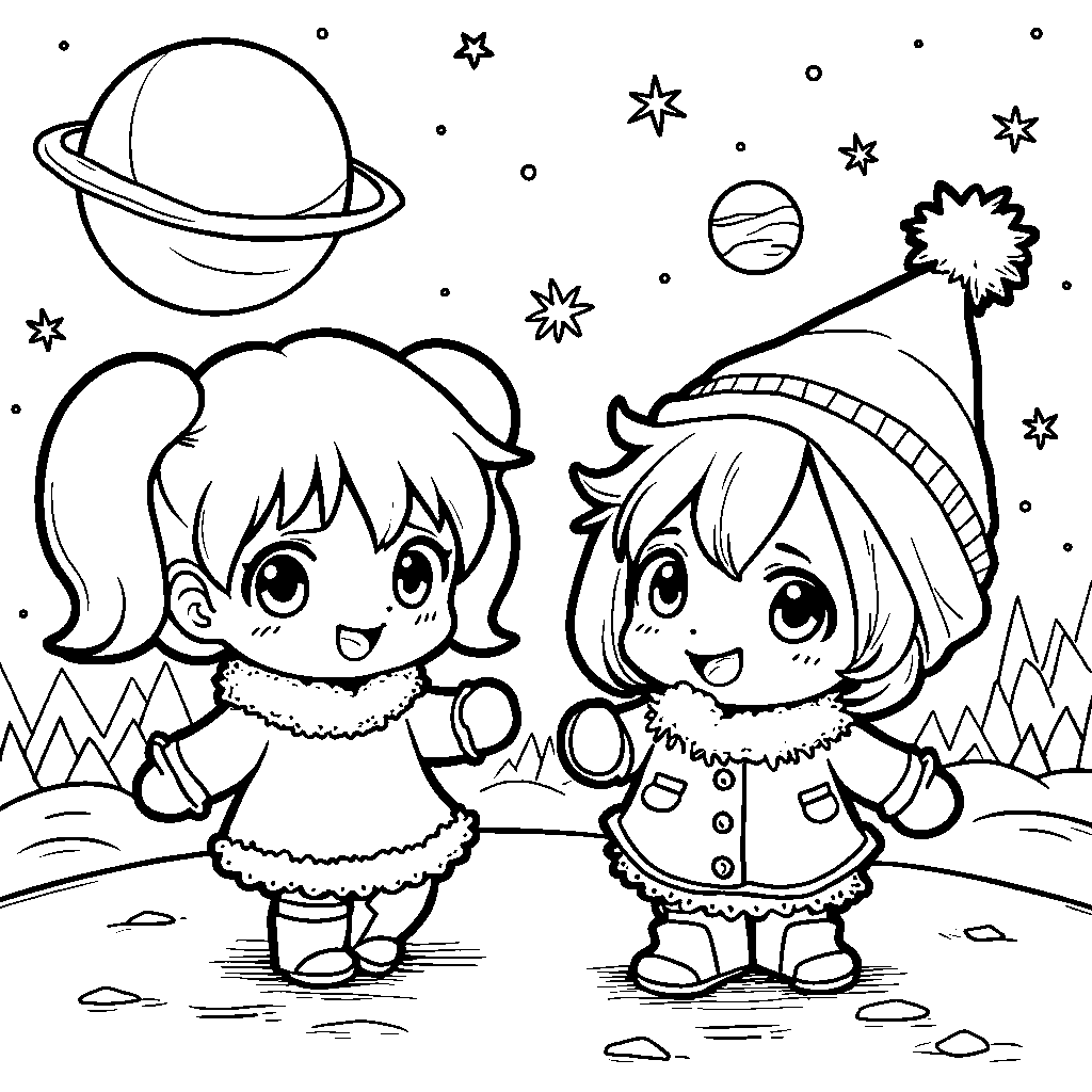 Little Twin Stars having a snowball fight