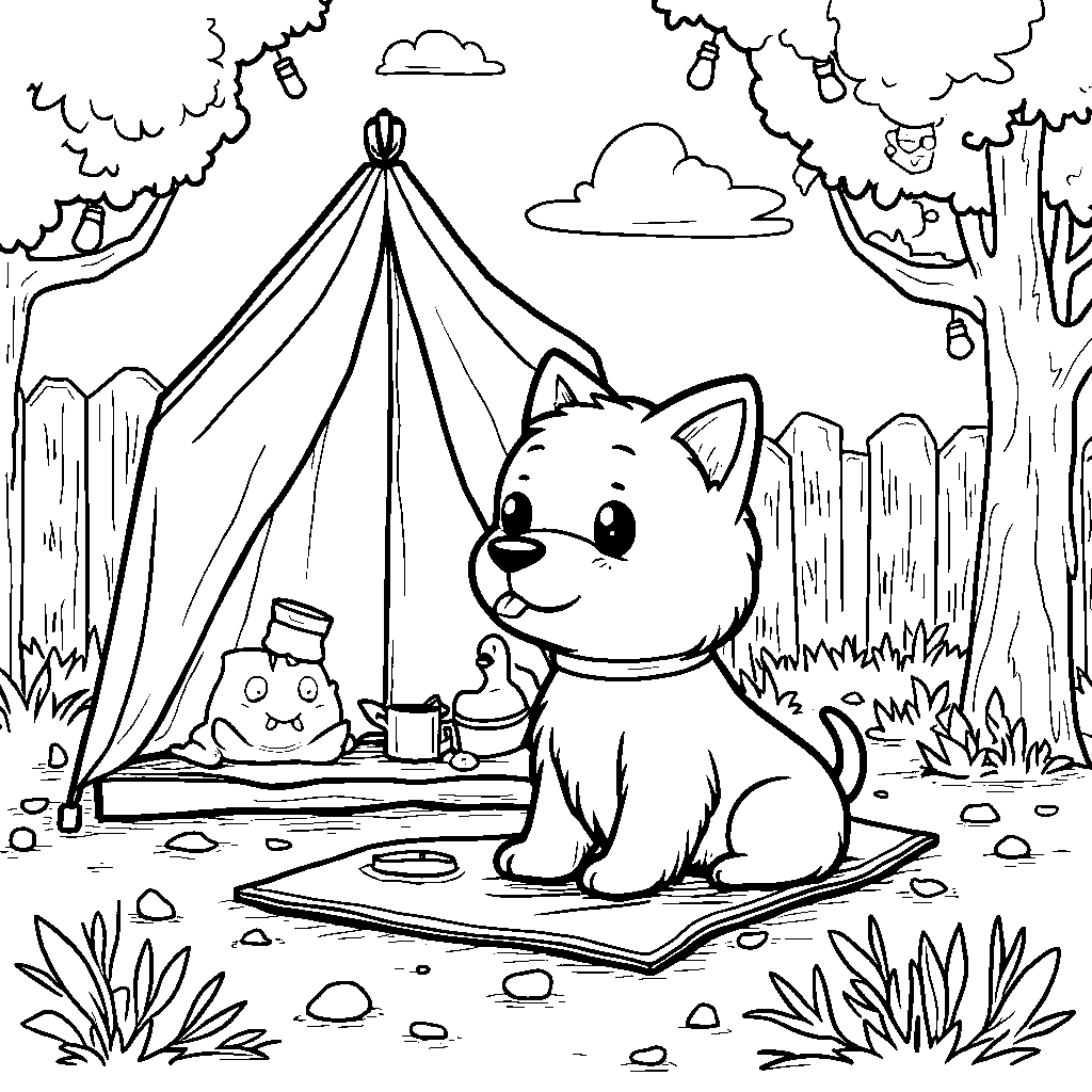 Pochacco having a backyard campout