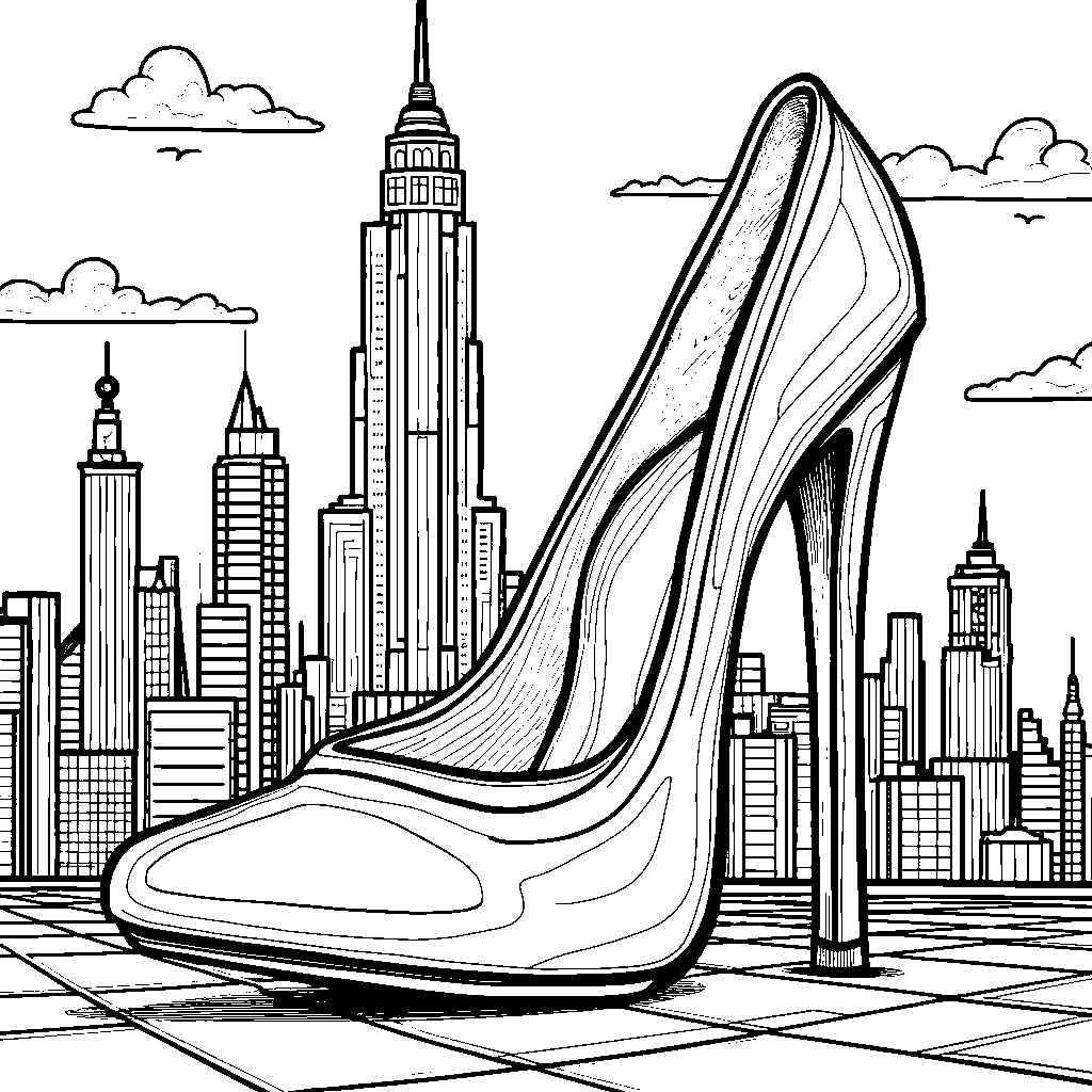 A giant high-heeled shoe as a skyscraper