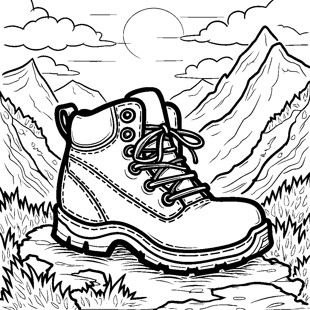 A pair of hiking boots climbing a mountain