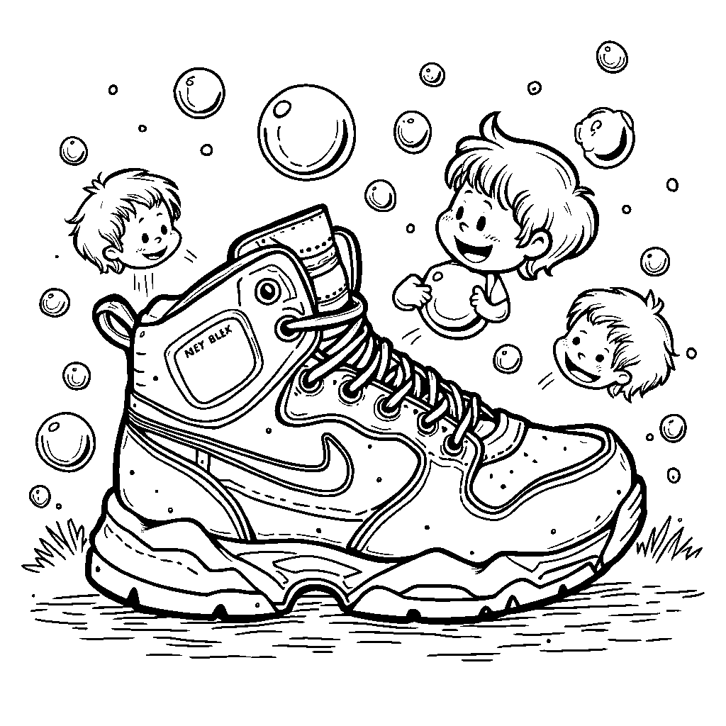 A shoe with a built-in bubble machine