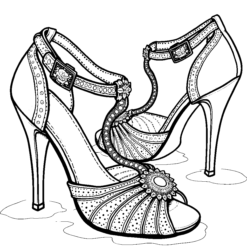 High-heeled princess shoes with sparkly buckles