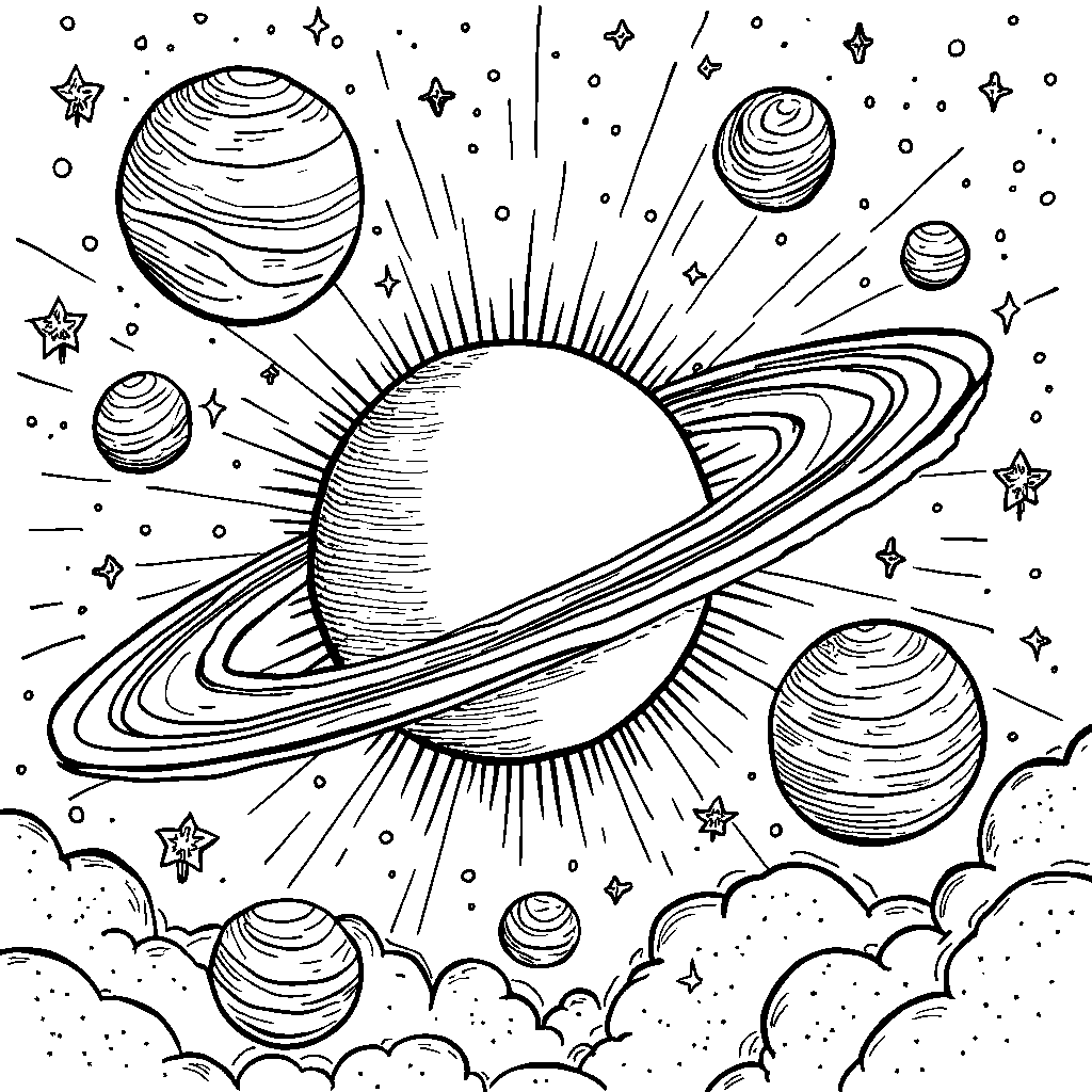 Colorful Planets Orbiting Around a Bright Sun