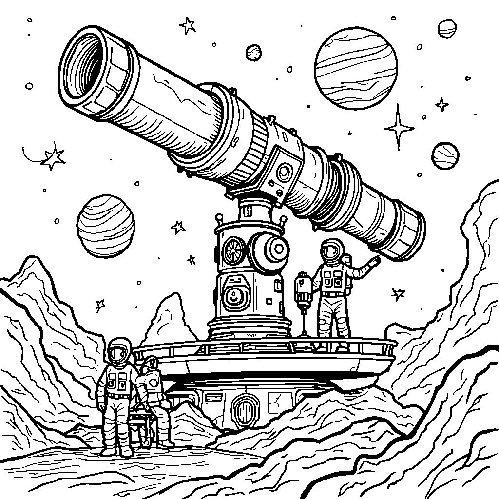 Space Station with a Giant Telescope for Stargazing