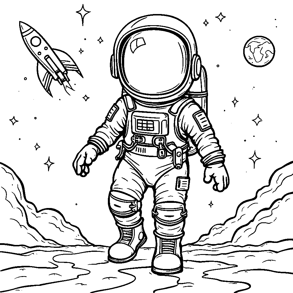 Space Suit with a Built-in Bubble Helmet