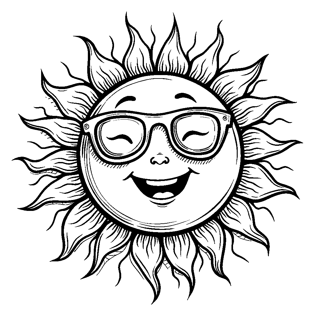 Sun with Sunglasses and a Smiley Face