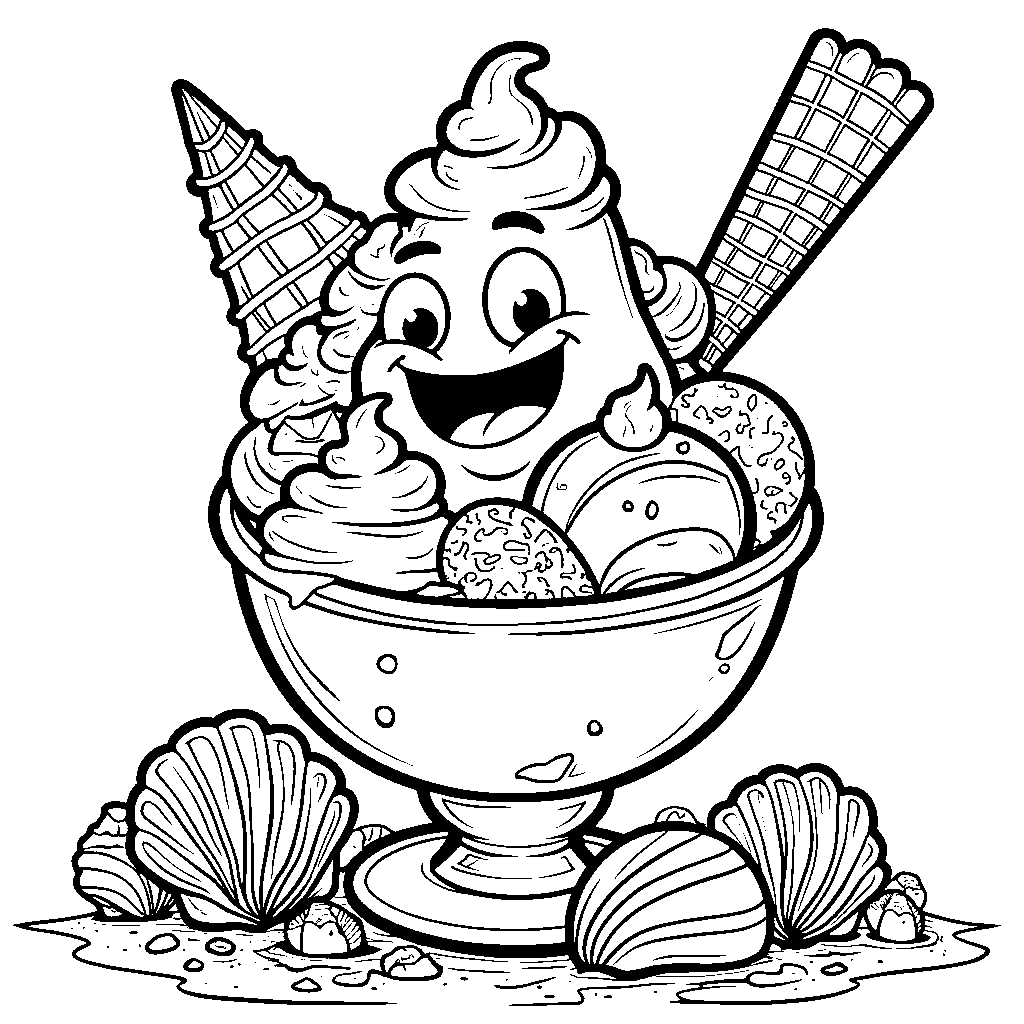 Patrick Star's favorite food, ice cream, in a giant sundae