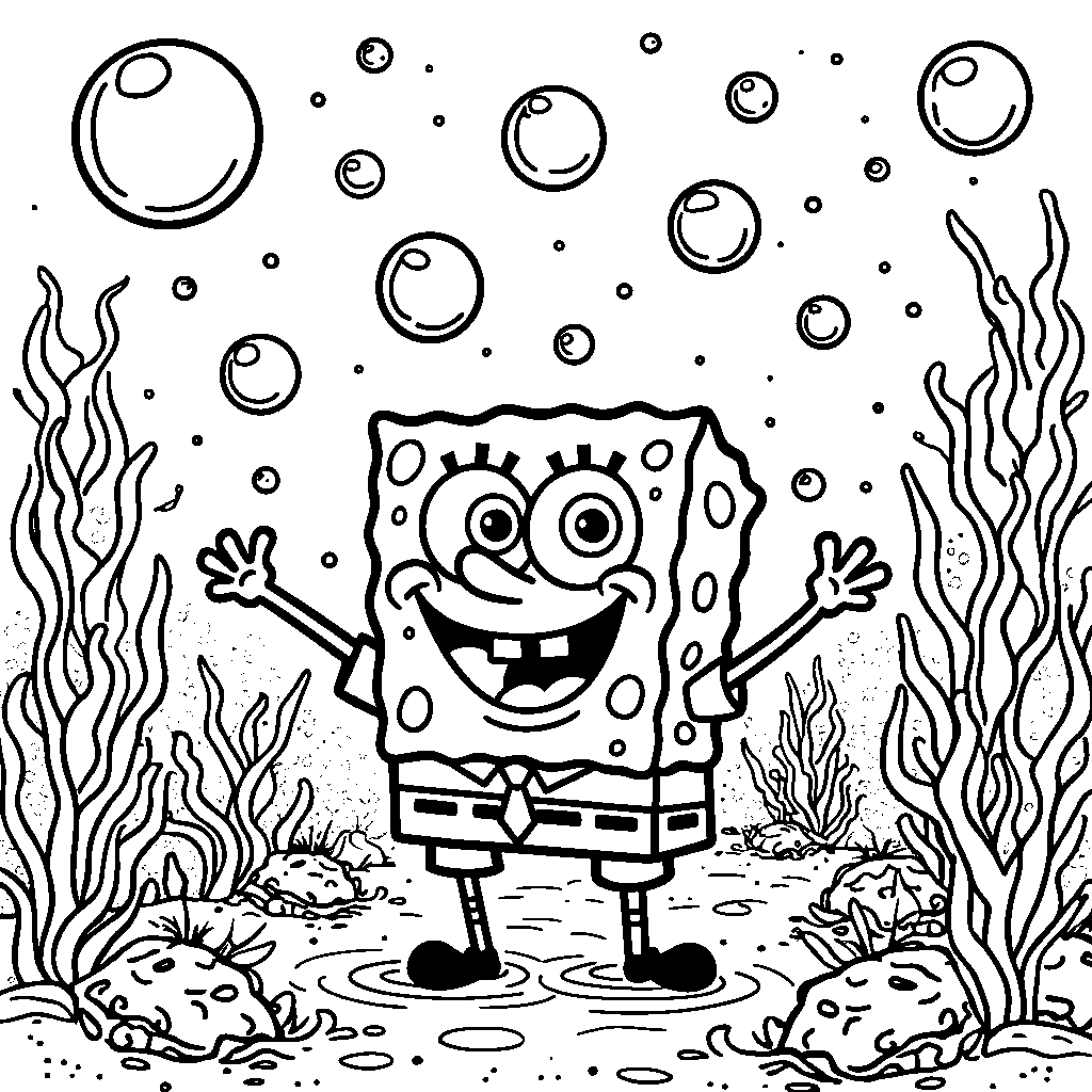 SpongeBob and his friends having a bubble party