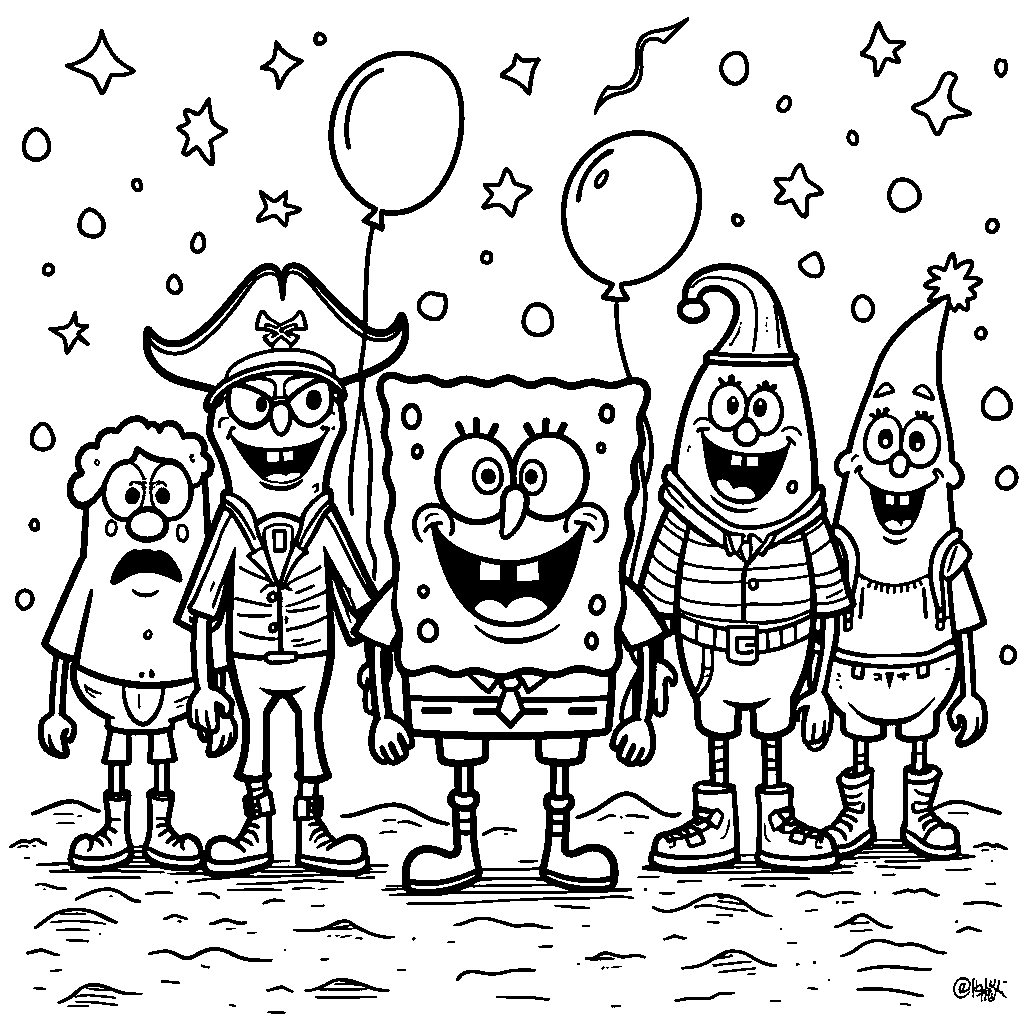 SpongeBob and his friends playing dress-up in costumes