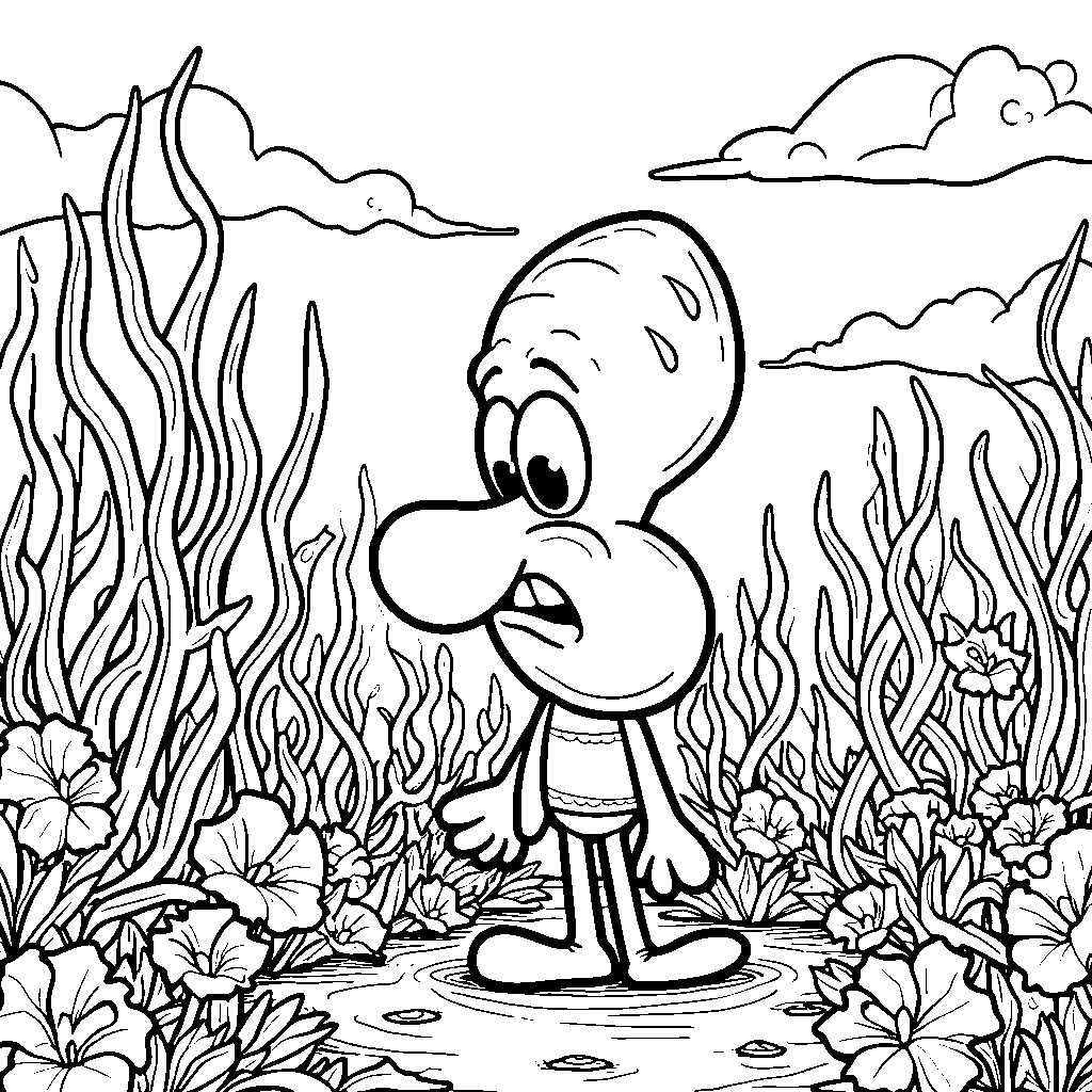 Squidward's garden, full of weird and wacky plants