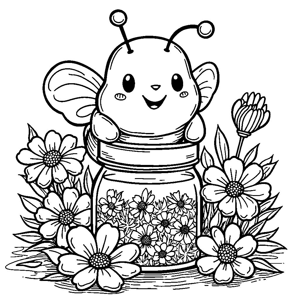 Squishmallow bee collecting colorful nectar