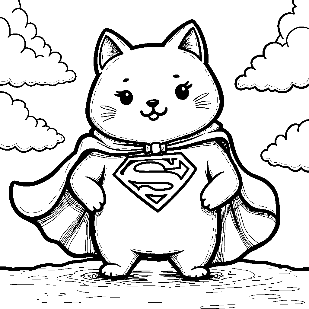 Squishmallow cat wearing a superhero cape