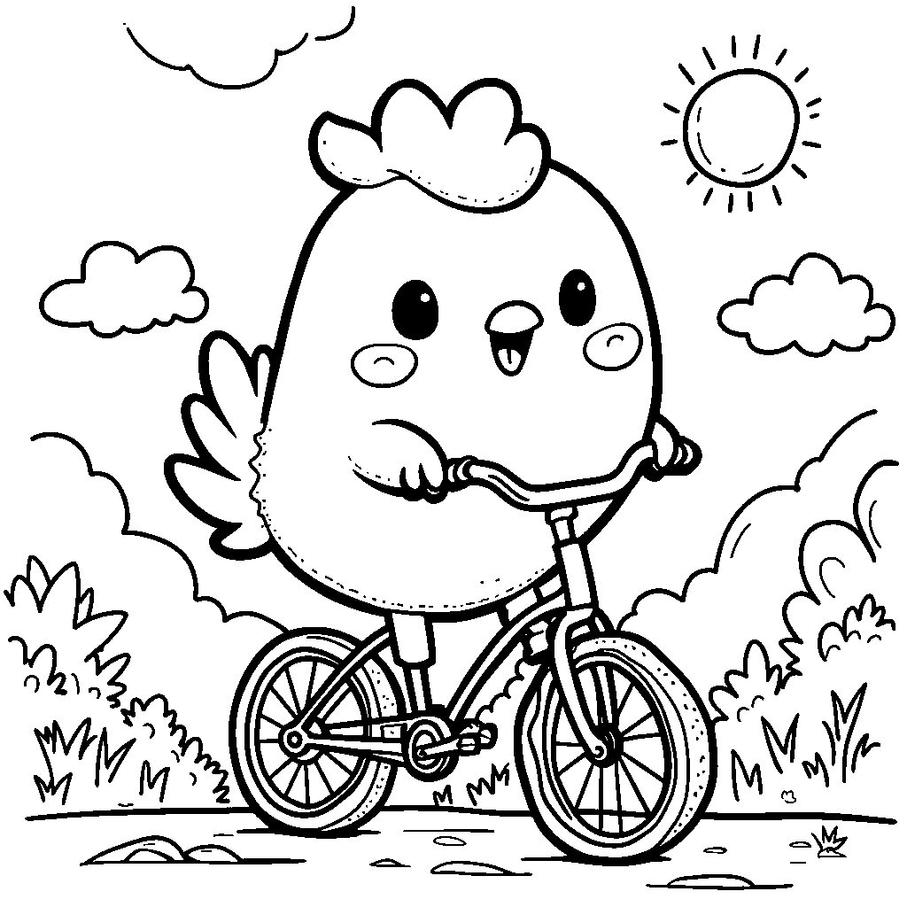 Squishmallow chicken riding a bicycle