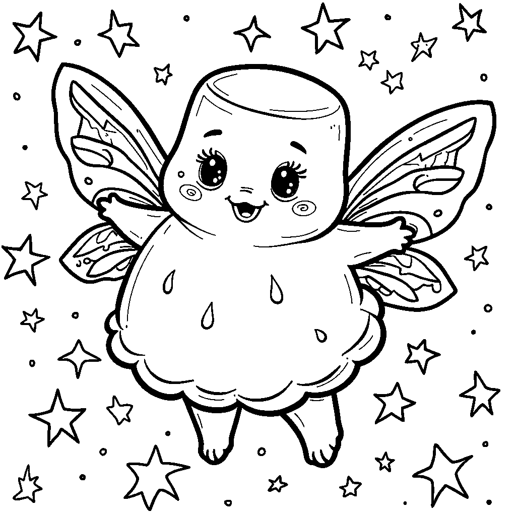 Squishmallow fairy surrounded by sparkling stars