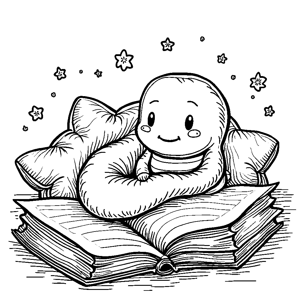 Squishmallow snake curled up with a good book