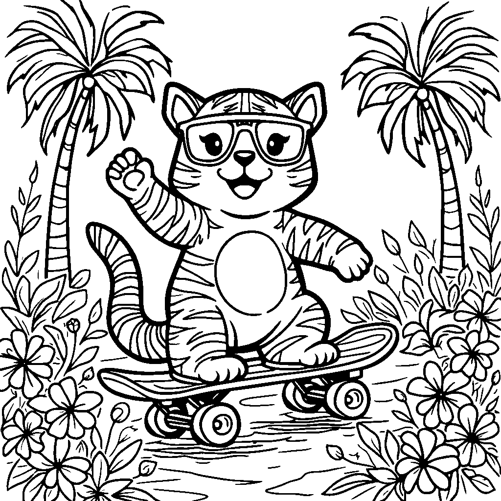 Squishmallow tiger riding a skateboard