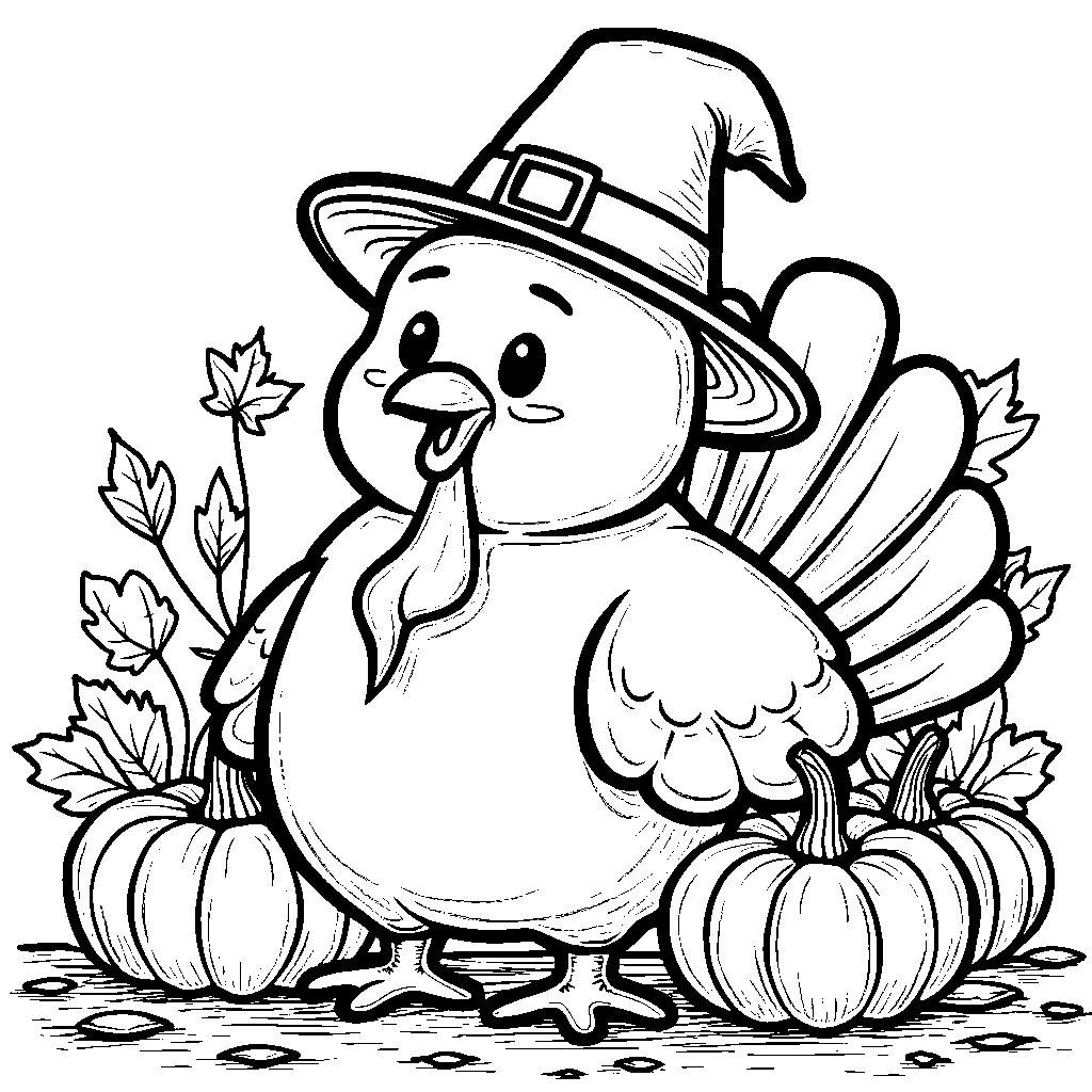 Squishmallow turkey wearing a pilgrim hat